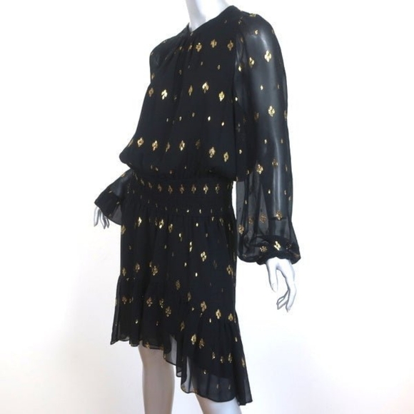 A.L.C.Sidney Long-Sleeve Metallic Flounce Dress - Picture 4 of 6